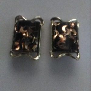 Vtg Confetti Clip-On Earrings